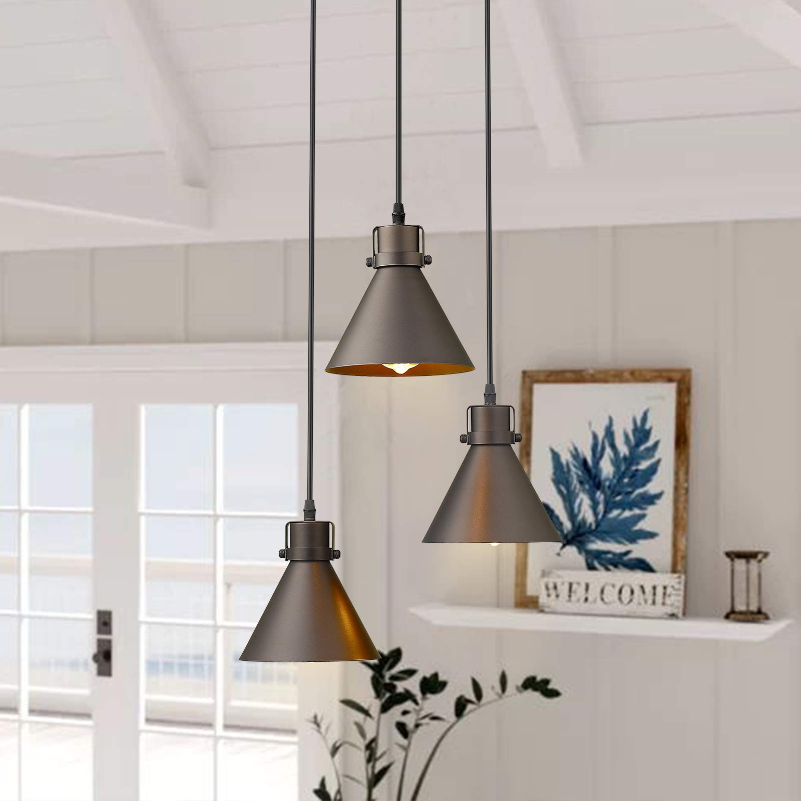 zeyu 3-Light Pendant Hanging Light, Industrial Cluster
